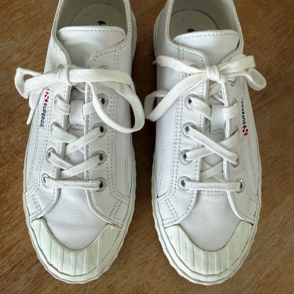 Superga Classic White Lace-Up Sneakers Sz 7.5